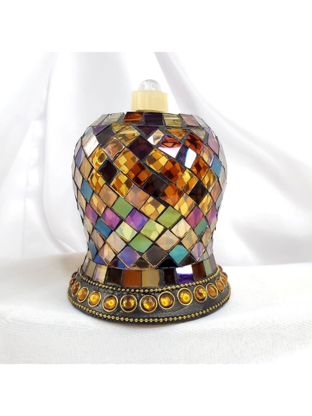 Partylite P8696 Global Fusion Peglite Candle Cup Mosaic Glass Abstract Retired